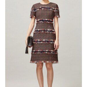 NWT Tory Burch Tweed Fringe Sheath Dress in Pixel Tweed